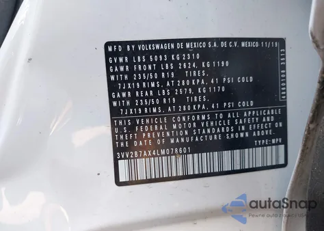 2020 Volkswagen Tiguan Se/Sel from USA, damaged, VIN 3VV2B7AX4LM078601
